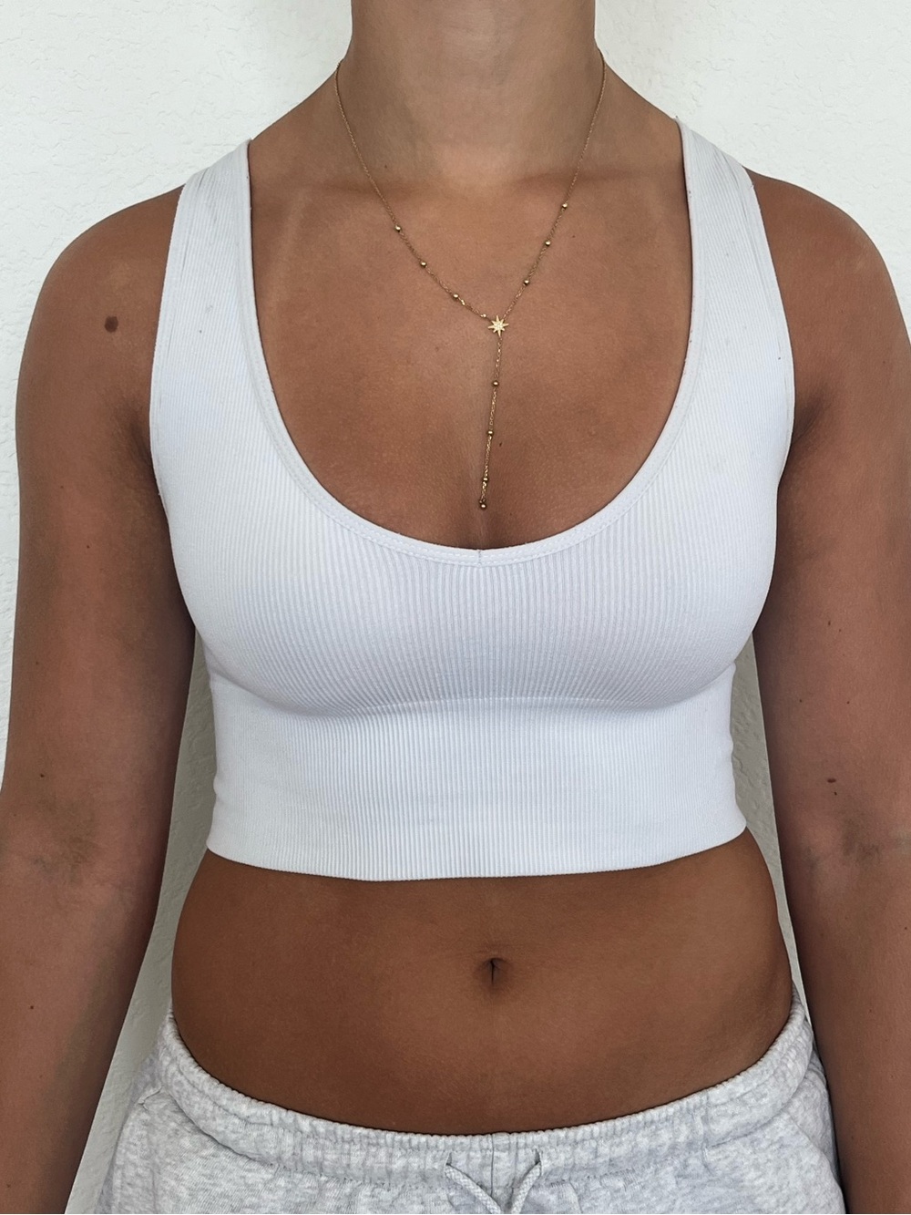 Ribbed White Crop Tank Top